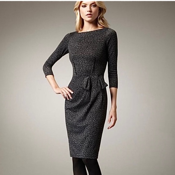 David Meister Dresses & Skirts - David Meister Gray and black 3/4 sleeve leopard print dress 12